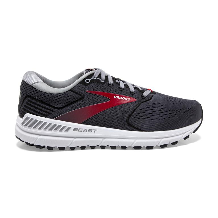 Brooks Beast '20 - Mens Road Running Shoes - Blackened Pearl/Black/Red (93460GYRA)